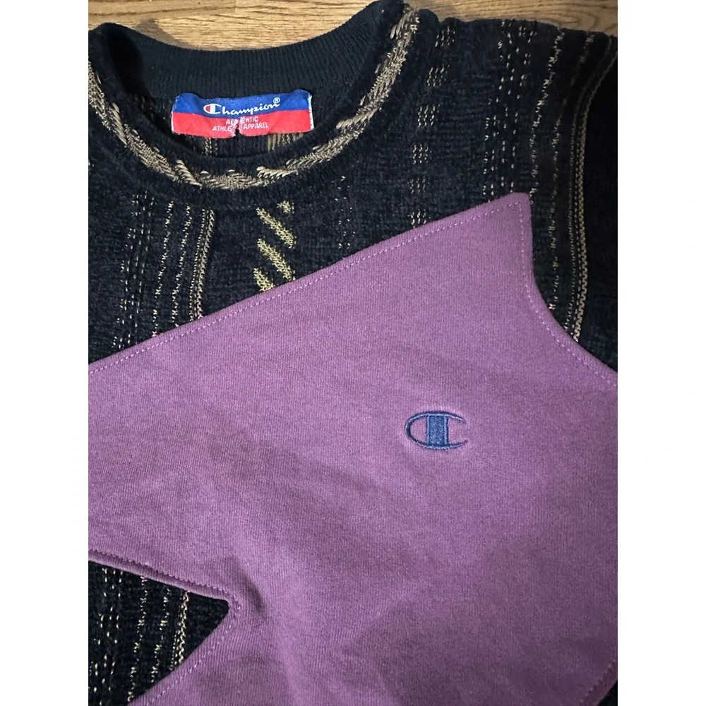 Vintage Champion Sweater XL Abstract Print Crew Neck‎ Geometric Pullover